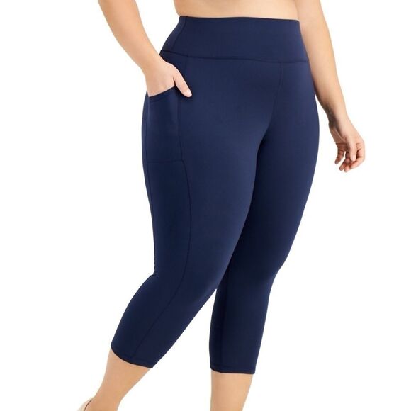 ID Ideology Women’s Blue Active Cropped Leggings, pant Dark Blue ,MSRP $35 - Picture 1 of 5
